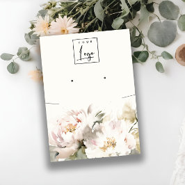 Blush Pioen Bloemen Ketting Oorbel Logo Display Visitekaartje