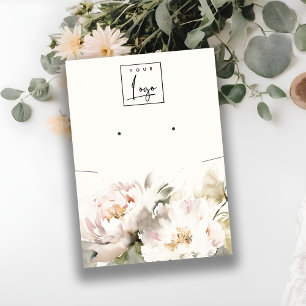 Blush Pioen Bloemen Ketting Oorbel Logo Display Visitekaartje