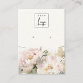 Blush Pioen Bloemen Ketting Oorbel Logo Display Visitekaartje (Voorkant)