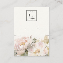 Blush Pioen Bloemen Ketting Oorbel Logo Display Visitekaartje