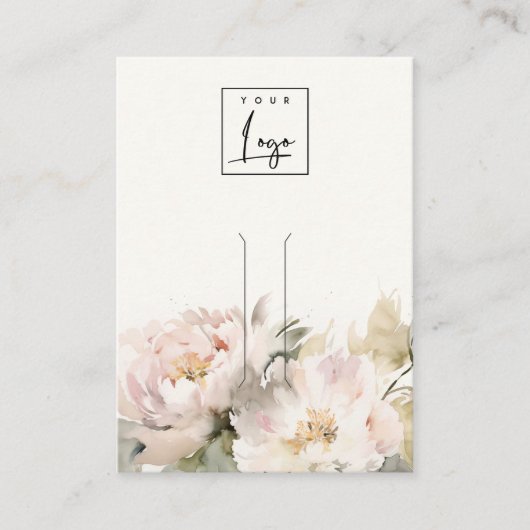 Blush Pioen Bloemen Logo Haarspeld Sieraden Displa Visitekaartje (Voorkant)