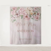  Blush Pioen Bruiloft Achtergrond Wandkleed (Voorkant)