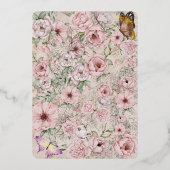  Blush Pioen Bruiloft Folie Menu Kaart (Achterkant)