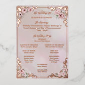  Blush Pioen Bruiloft Folie Programma Kaart (Voorkant)