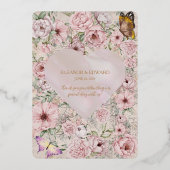  Blush Pioen Bruiloft Folie Programma Kaart (Achterkant)