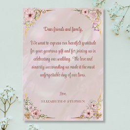  Blush Pioen Dank u Kaart