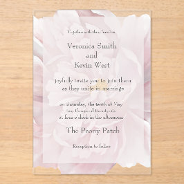 Blush pioen duidelijke acryl bruiloft uitnodiging