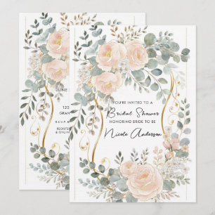 Blush Pioen & Eucalyptus Botanische Bloem Bruids- Kaart