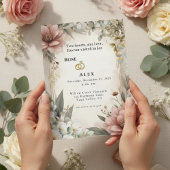 Blush pioen eucalyptus bruiloft uitnodiging