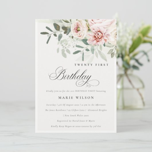 Blush Pioen Eucalyptus gebladerte elke leeftijd Ve Kaart (Staand voorkant)