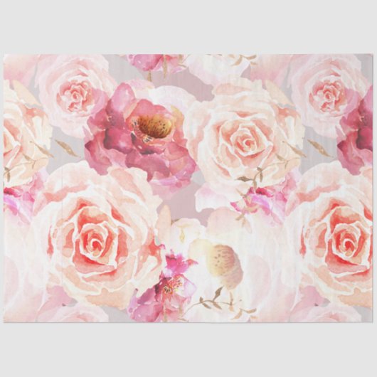  Blush pioen floral decoupage Tissue Paper Tissuepapier (Voorkant)