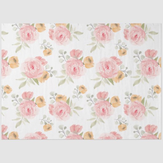 Blush pioen floral decoupage Tissue Paper Tissuepapier (Voorkant)