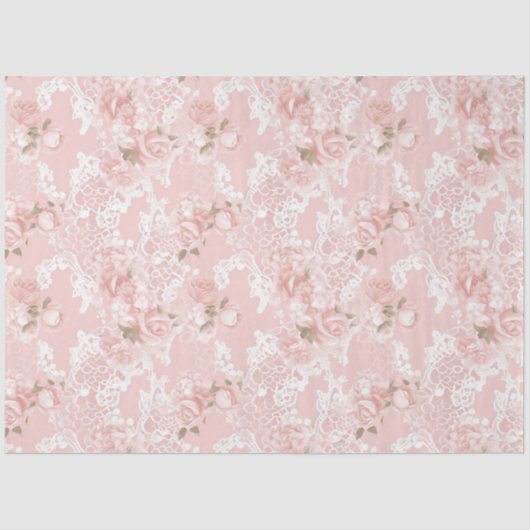 Blush pioen floral decoupage Tissue Paper Tissuepapier (Voorkant)