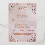  Blush Pioen Folie RSVP Respons Kaart (Voorkant)