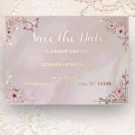  Blush Pioen Folie Save The Date Kaart