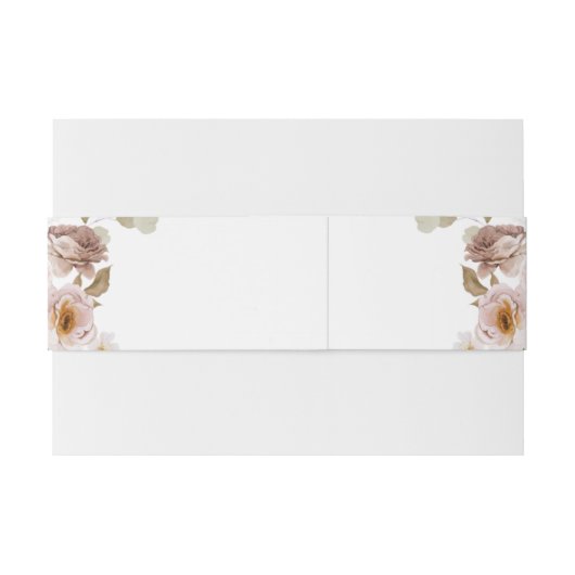 Blush Pioen & Goud Bloemen Bruiloft Uitnodigingen Wikkel (Achterkant Voorbeeld)