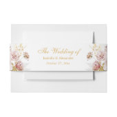 Blush Pioen & Goud Bloemen Bruiloft Uitnodigingen Wikkel (Voorkant Voorbeeld)