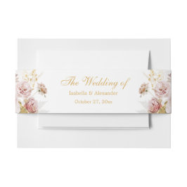 Blush Pioen & Goud Bloemen Bruiloft Uitnodigingen Wikkel