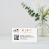 Blush Pioen & Goud Bourgogne Bruiloft RSVP QR Code Informatiekaartje (Staand voorkant)