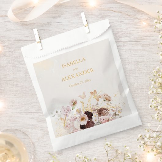 Blush Pioen & Goud Bourgondië Bloemen Bruiloft Bedankzakje (Geknipt)