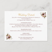 Blush Pioen & Goud Bourgondië Bloemen bruiloft Det Informatiekaartje (Voorkant)