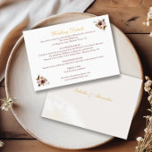 Blush Pioen & Goud Bourgondië Bloemen bruiloft Det Informatiekaartje