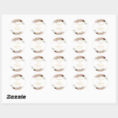 Blush Pioen & Goud Bourgondië Bloemen Bruiloft Ronde Sticker (Vel)