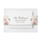 Blush Pioen & Goud Bourgondië Bloemen Bruiloft Uitnodigingen Wikkel (Voorkant Voorbeeld)