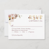 Blush Pioen & Goud Bourgondië Floral Maaltijden Op RSVP Kaartje (Voorkant)