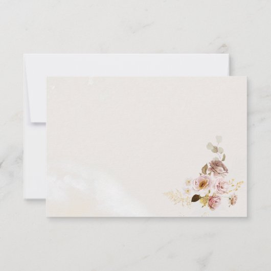 Blush Pioen & Goud Bourgondië Floral Maaltijden Op RSVP Kaartje (Achterkant)
