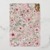  Blush Pioen Vrijgezellenfeest Tea Party Folie Uitnodiging (Achterkant)