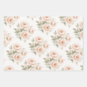 Blush pioen Waterverf bloemenpatroon Inpakpapier Vel (Voorkant 2)