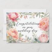 Blush pioen Waterverf botanische Lijst bruiloft Kaart (Voorkant)