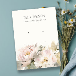 Blush Pioen Waterverf Floral 2 Oorbel Display Visitekaartje