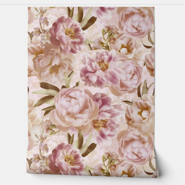 Blush Pioenen Springbloemen Opulent Garden Behang (Afrollen)