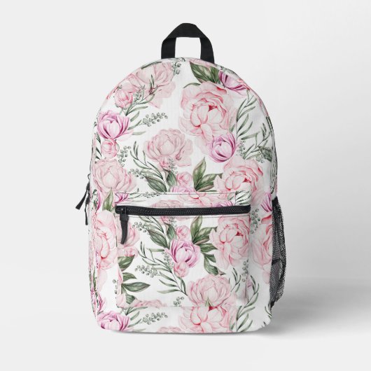  Blush pioenroos floral Bedrukte Rugzak (Voorkant)
