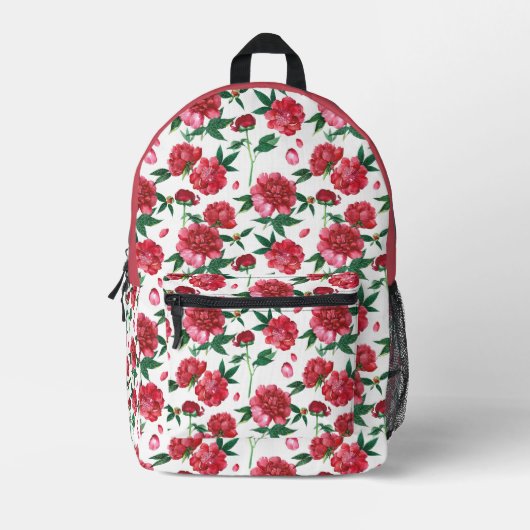  Blush pioenroos floral Bedrukte Rugzak (Voorkant)