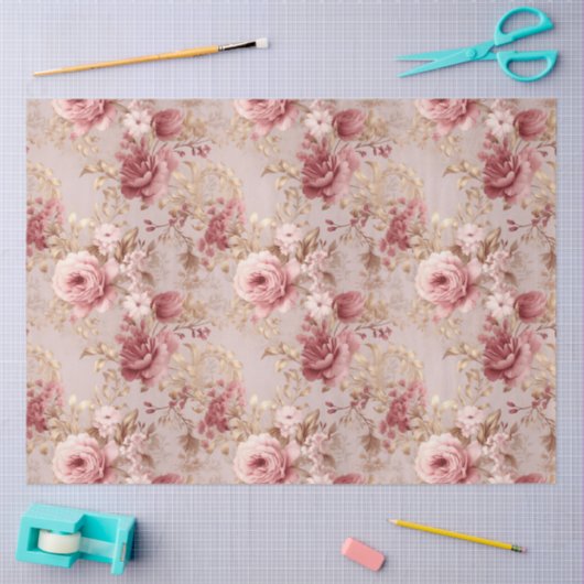 Blush pioenroos floral decoupage Tissuepapier (Craft)