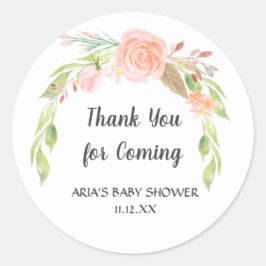 Blush Pioenrozen Baby shower gunst Sticker
