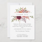 Blush Pioenrozen Bloemen Rouw Begrafenis Dank u Bedankkaart (Voorkant)