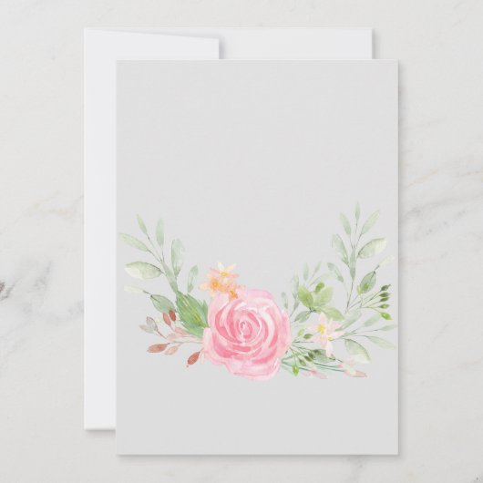 Blush Pioenrozen op Grijze Dop Kaart (Achterkant)