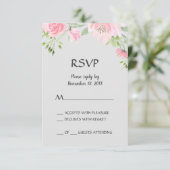 Blush Pioenrozen op Grijze RSVP-kaart RSVP Kaartje (Staand voorkant)