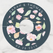 Blush pioenrozen ⎢Trouwwijnglas Labels (Voorkant)