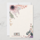 🌹 Blush & Plum Bloemen bruiloft uitnodiging 💐💒 (Achterkant)