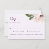 Blush Plum Bloemen Bruiloft Voedsel Allergie RSVP  (Voorkant)