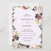 Blush Plum Bloemen Lijst Bruiloft Kaart (Voorkant)