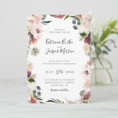 Blush Plum Botanische Bloemen Lijst Bruiloft Kaart (Staand voorkant)