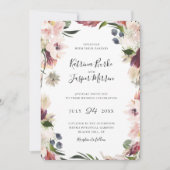 Blush Plum Botanische Bloemen Lijst Bruiloft Kaart (Voorkant)