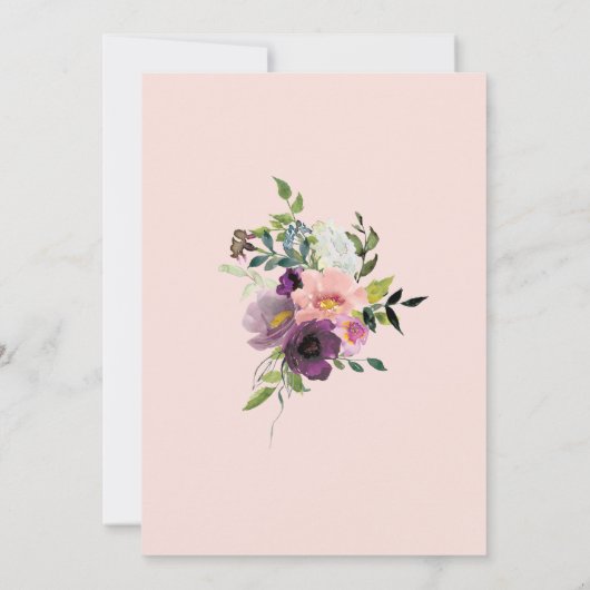 Blush Plum Floral Geometric Paars Modern Greenery Kaart (Achterkant)