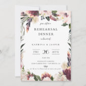 Blush Plum Floral Lijst Rehearsal Dinner Kaart (Voorkant)